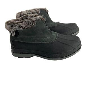 Propet Womens Zip Waterproof Winter Boots Black Faux Fur 9.5 W slip resistant